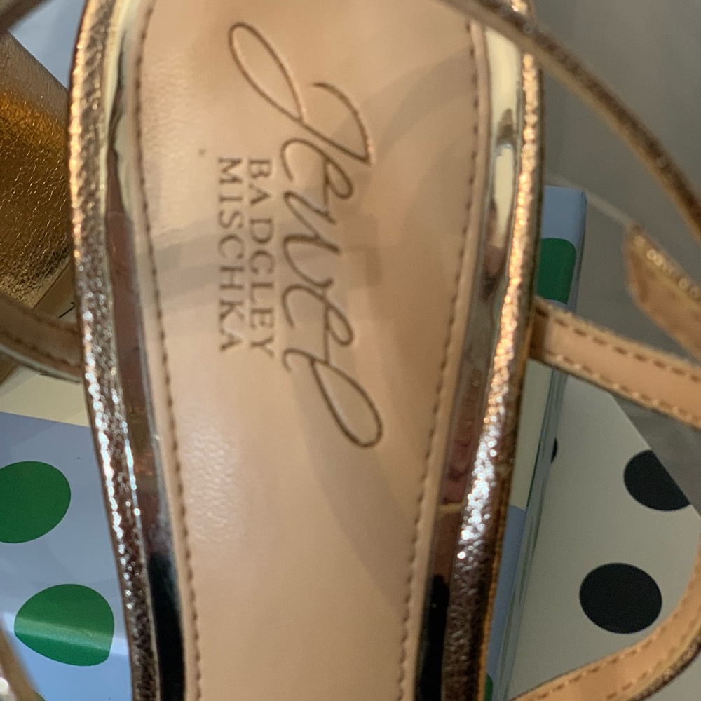 Jewel Badgley Mischka Gold Heels with Sparkling Rhinestones - Picture 3 of 12